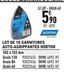 lot de 10 garnitures auto-agrippantes norton