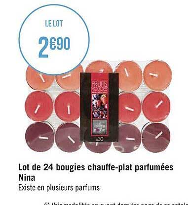 lot de 24 bougies chauffe-plat parfumées nina