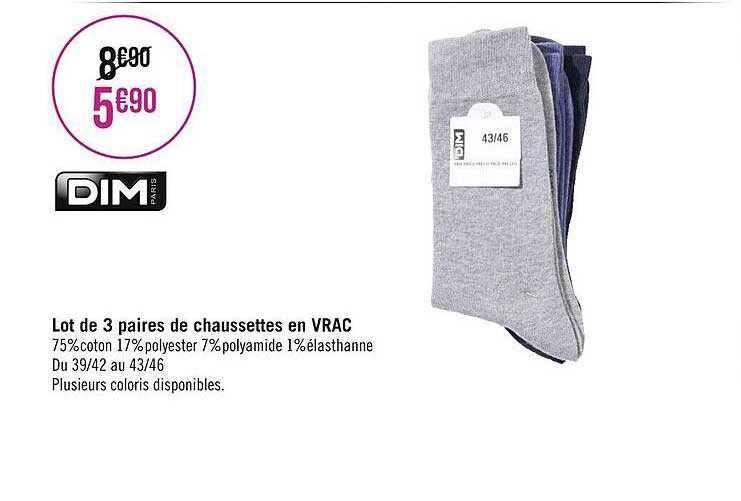 Lot De 3 Paires De Chaussettes En Vrac Dim Paris