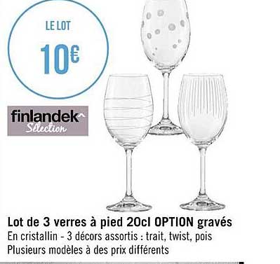 lot de 3 verres à pied 20cl option gravés finlandek sélection