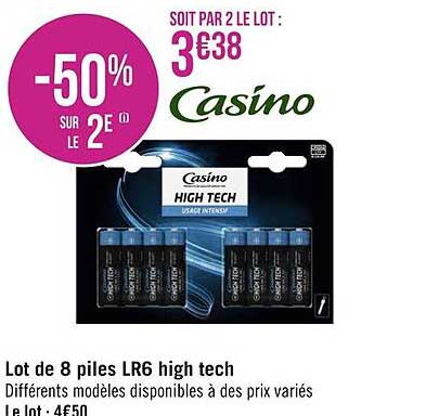 Lot De 8 Piles Lr6 High Tech