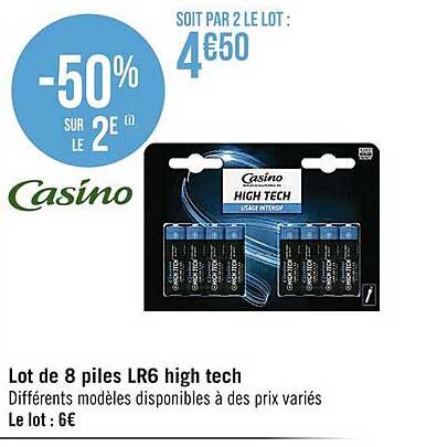 lot de 8 piles lr6 high tech casino