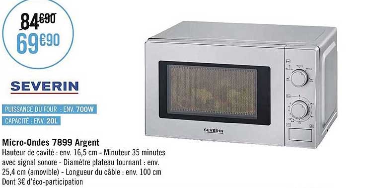 micro-ondes 7899 argent severin