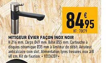 mitigeur évier façon inox noir