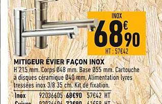 mitigeur évier façon inox