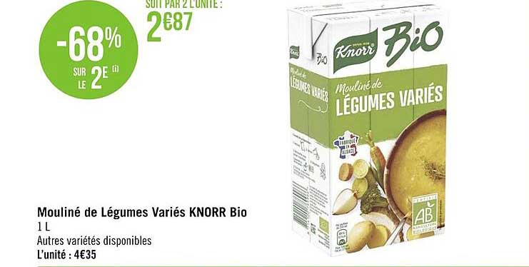 mouliné de légumes variés knorr bio