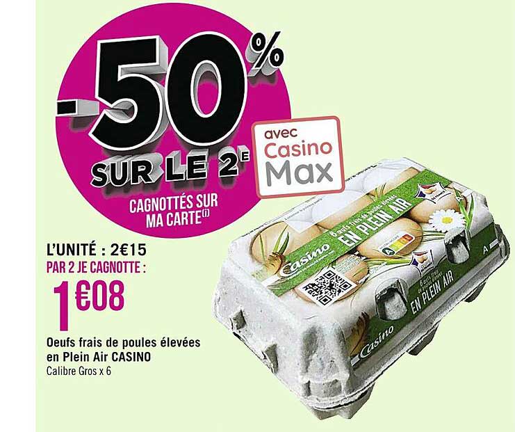 oeufs frais de poules élevées en plein air casino