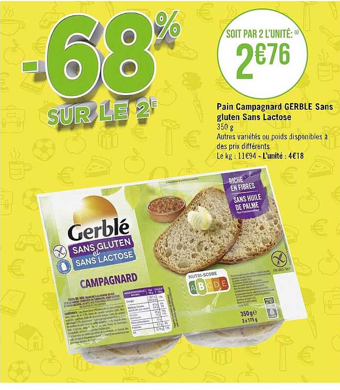 pain campagnard gerlbé sans gluten sans lactose