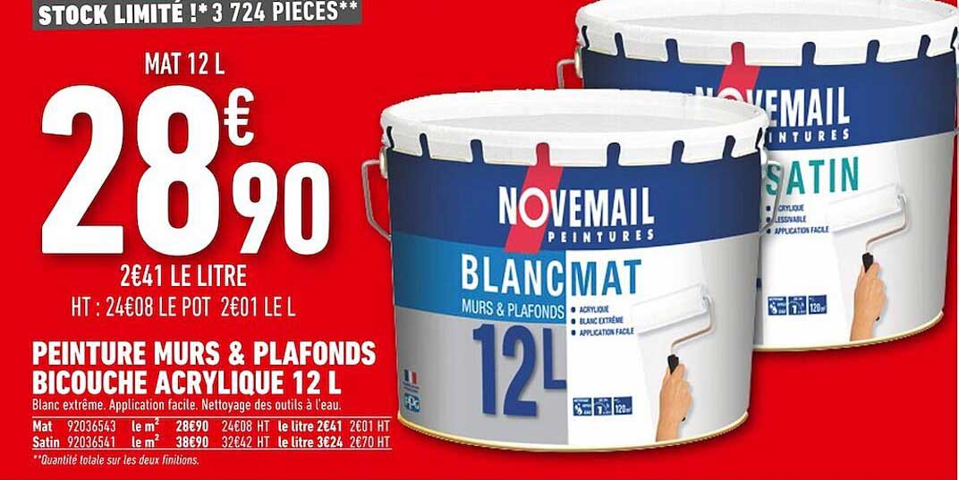 peinture murs & plafonds bicouche acrylique 12l novemail