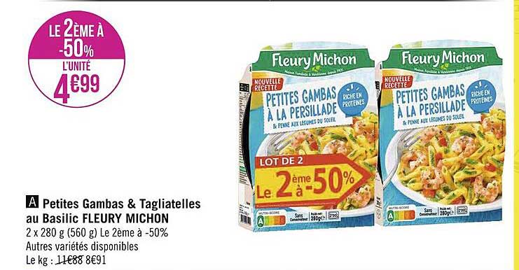 petites gambas & tagliatelles au basilic fleury michon