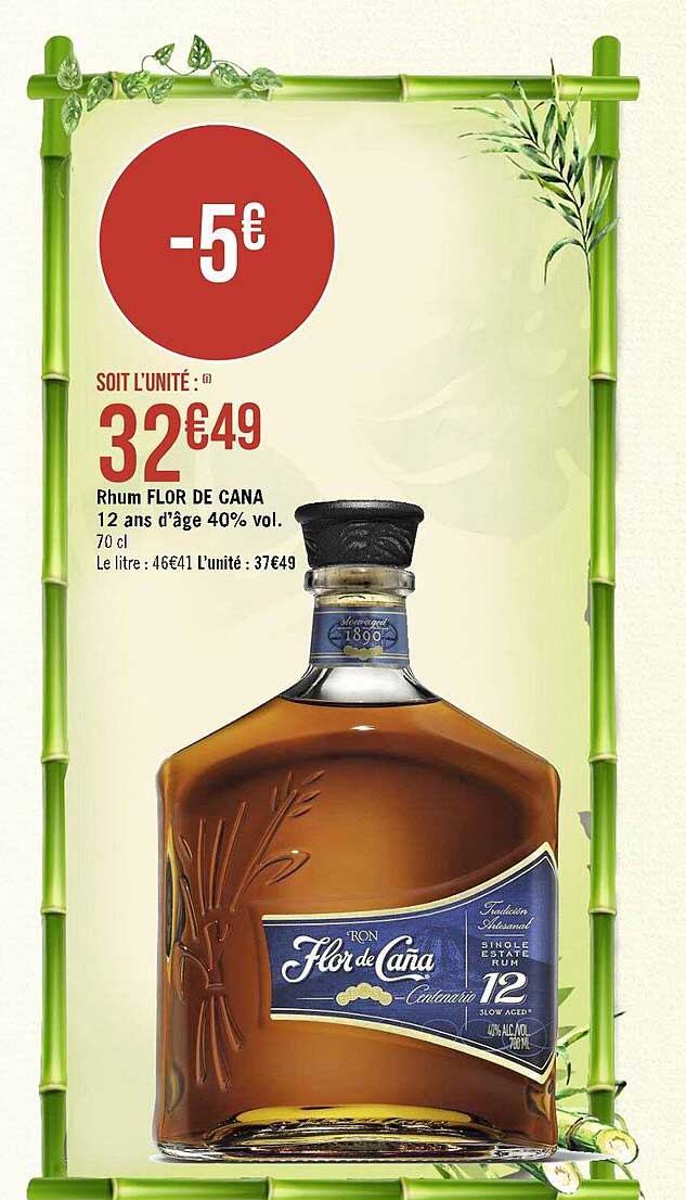rhum flor de cana 12 ans d'âge 40% vol.