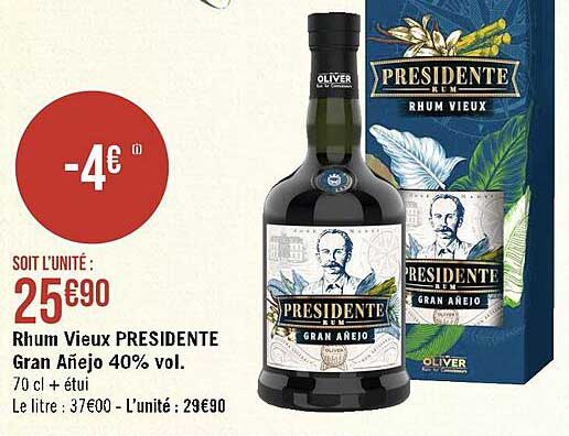 rhum vieux présidente gran añejo 40% vol.