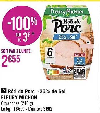 rôti de porc -25% de sel fleury michon