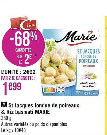 st jacques fondue de poireaux & riz basmati marie