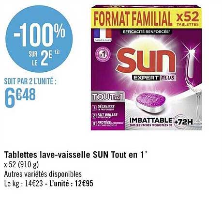 tablettes lave-vaisselle sun tout en 1