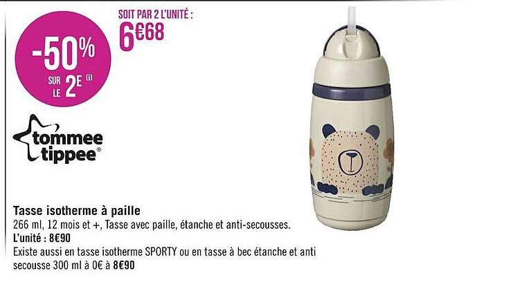 tasse isotherme à paille tommee tippee