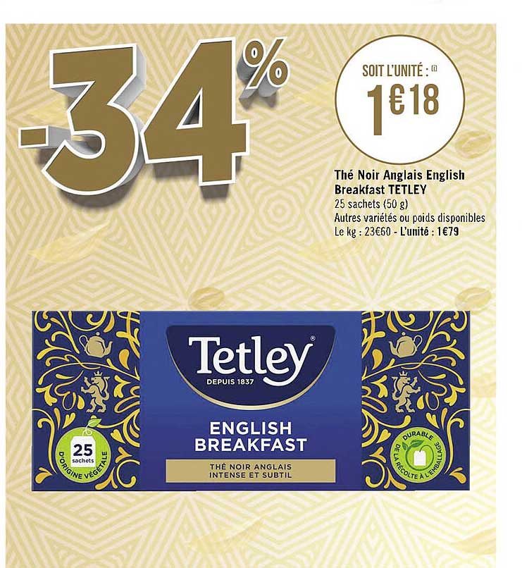 thé noir anglais english breakfast tetley
