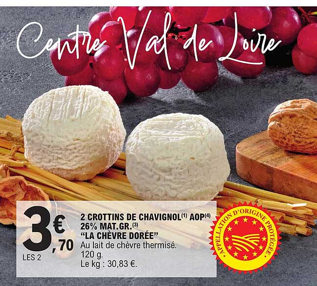 2 crottins de chavignol aop 26% mat. gr. "la chèvre dorée"