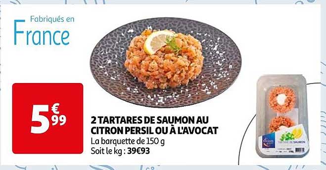 2 tartares de saumon au citron persil ou  à l'avocat