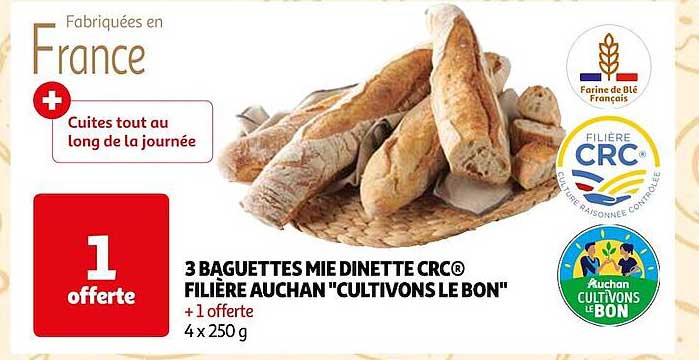 3 baguettes mie dinette crc filière auchan "cultivons le bon"