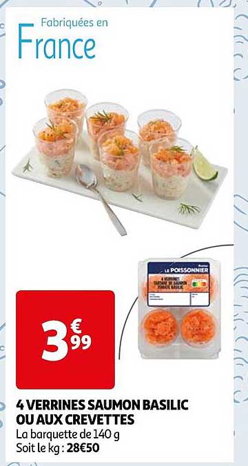 4 Verrines Saumon Basilic Ou Aux Crevettes