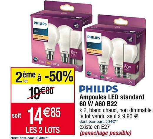 ampoules led standard 60w A60 b22 philips