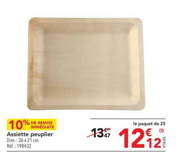 assiette peuplier 10% de remise immédiate