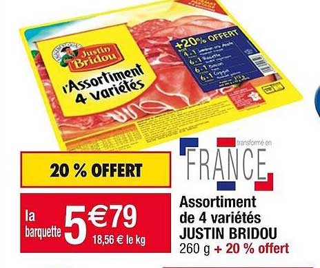 assortiment de 4 variétés justin bridou