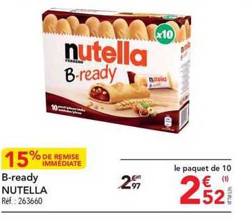 b-ready nutella 15% de remise immédiate