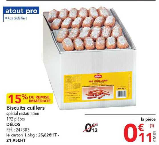 biscuits cuillers délos 15% de remise immédiate