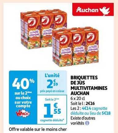 Briquettes De Jus Multivitamines Auchan