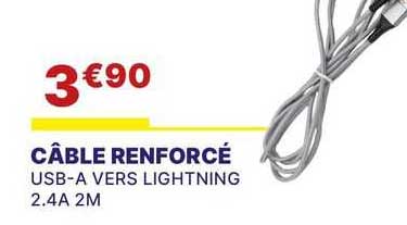 câble renforcé usb-a vers lightning