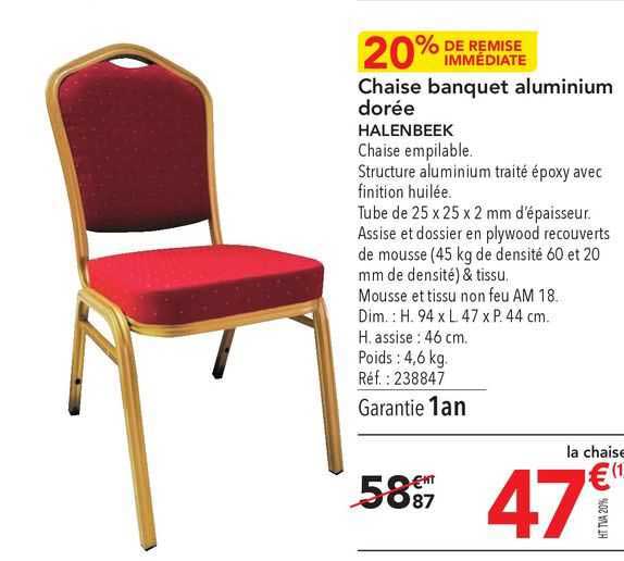 chaise banquet aluminium dorée halenbeek