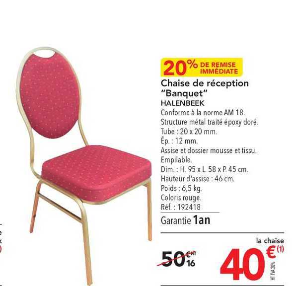 chaise de réception "banquet" halenbeek