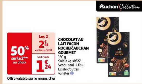 chocolat au lait façon rocher auchan gourmet