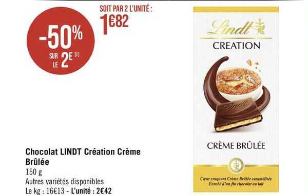 chocolat lindt création crème brûlée