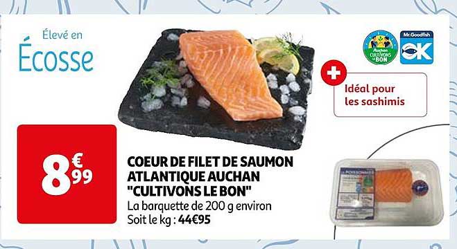 coeur de filet de saumon atlantique auchan "cultivons le bon"