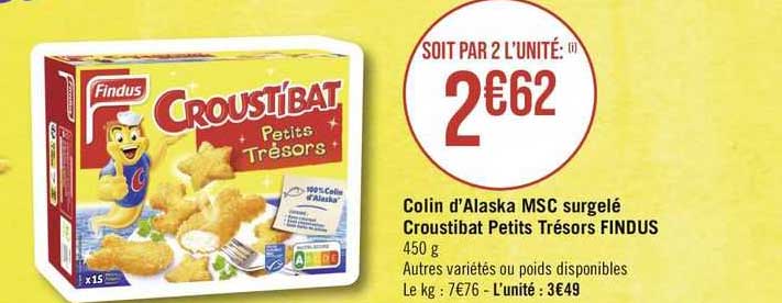 colin d'alaska msc surgelé croustibat petits trésors findus