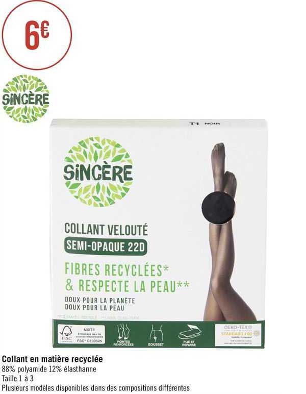 collant en matière recyclée sincère