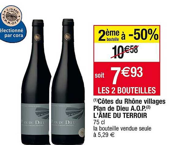 côtes du rhône villages plan de dieu aop l'âme du terroir