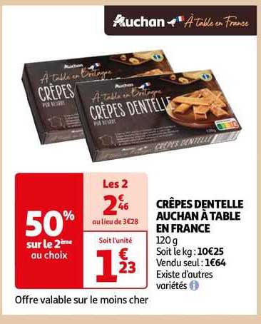 Crêpes Dentelle Auchan à Table En France