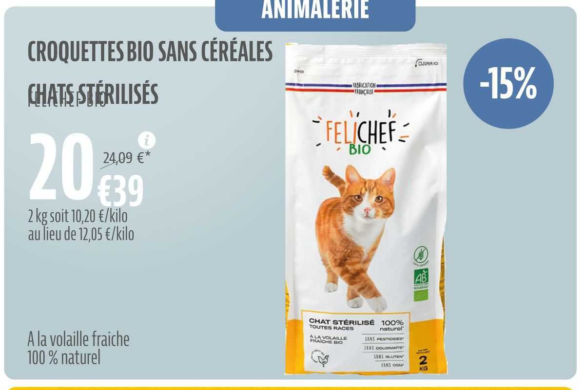 Croquettes Bio Sans Céréales Chats Stérilisés