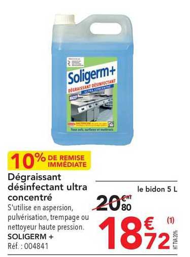 dégraissant désinfectant ultra concentré soligerm +