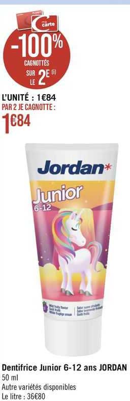 dentifrice junior 6+12 ans jordan