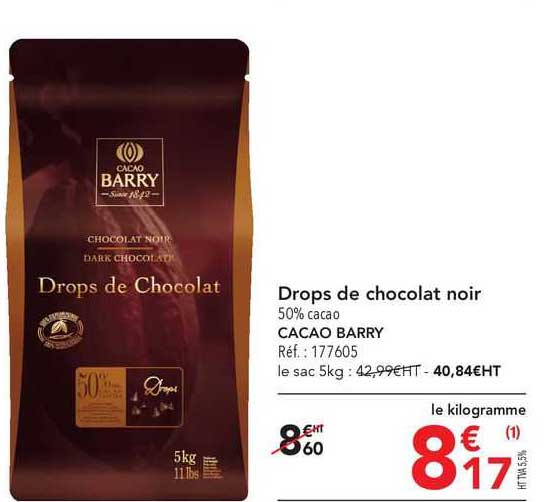 drops de chocolat noir cacao barry