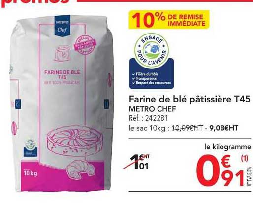 farine de blé pâtissière t45 metro chef
