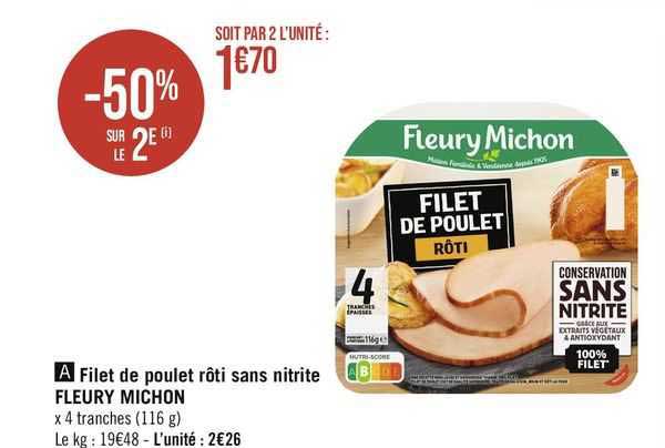 filet de poulet rôti sans nitrite fleury michon