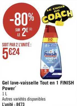 gel lave-vaisselle tout en 1 finish power