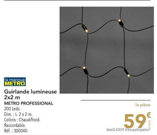 guirlande lumineuse 2x2 m metro professional