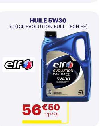 Huile 5w30 C4 Evolution Full Tech Fe Elf